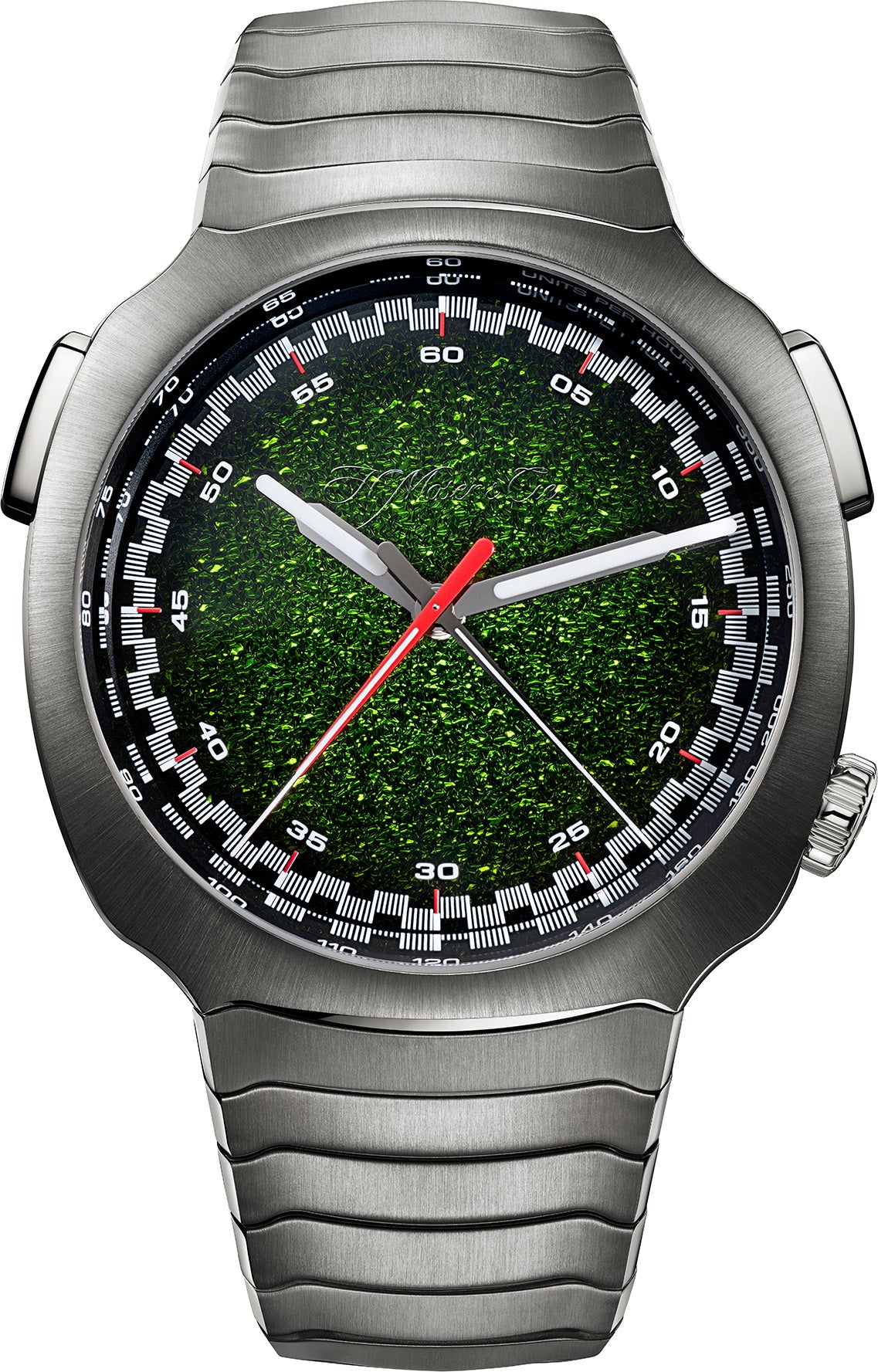 H. Moser & Cie Streamliner Flyback Chronograph Automatic Matrix Green Fumé - Stainless Steel - 42.3 MM - Matrix Green Fumé Dial - Stainless Steel Bracelet - 6907-1205
