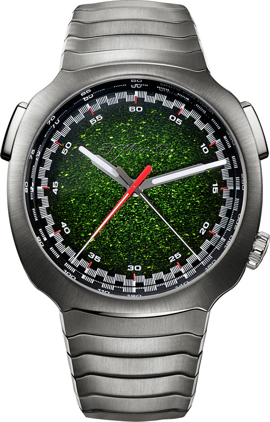 H. Moser & Cie Streamliner Flyback Chronograph Automatic Matrix Green Fumé - Stainless Steel - 42.3 MM - Matrix Green Fumé Dial - Stainless Steel Bracelet - 6907-1205