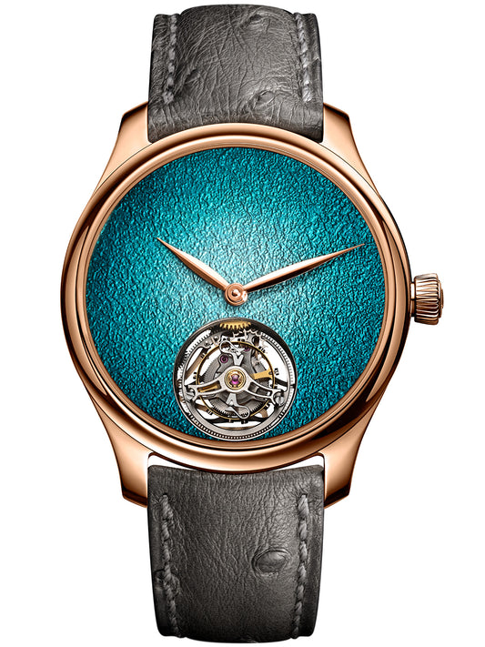 H. Moser & Cie Endeavour Tourbillon Concept Turquoise Enamel - 40 MM - Red Gold - Turquoise Fumé Enamel Dial - Hand-Stitched Ostrich Leather Strap - 1805-0400