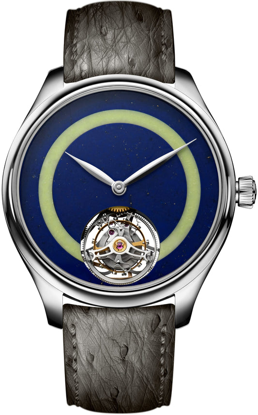 H. Moser & Cie Endeavour Tourbillon Concept Pop - Limited Edition - 40 MM - Stainless Steel - Lapis Lazuli & Lemon Chrysoprase Dial - Hand-Stitched Ostrich Leather Strap - 1805-1205