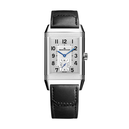 JLC - Reverso Classic Monoface Small Seconds - 45.6 MM x 27.4 MM - Stainless Steel - Silvered-Gray Guilloché Dial - Black Leather Strap - Q3858524