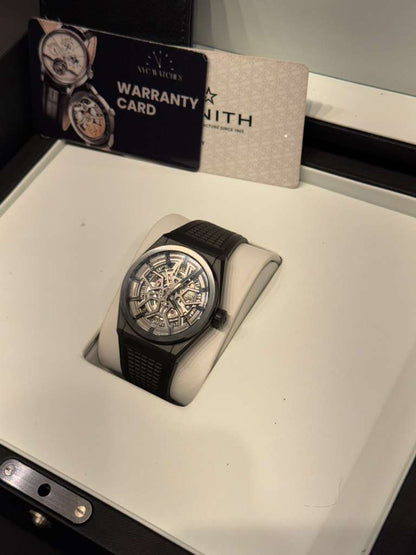 Zenith DEFY Classic - 41 MM - Black Ceramic - Skeleton Dial - Black Rubber Strap - 49.9000.670/77.R782