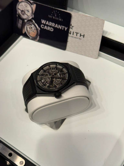 Zenith DEFY Classic - 41 MM - Black Ceramic - Skeleton Dial - Black Rubber Strap - 49.9000.670/77.R782