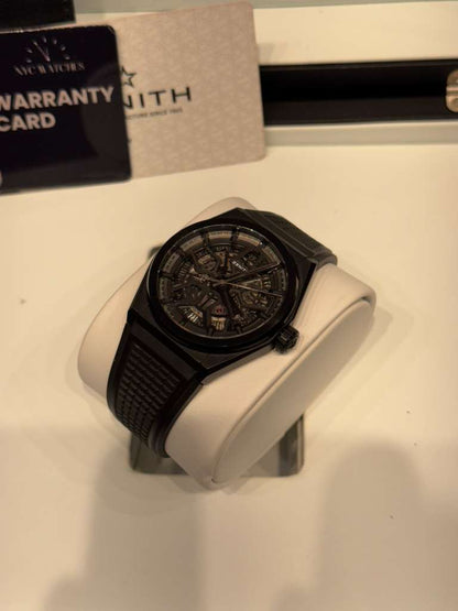 Zenith DEFY Classic - 41 MM - Black Ceramic - Skeleton Dial - Black Rubber Strap - 49.9000.670/77.R782