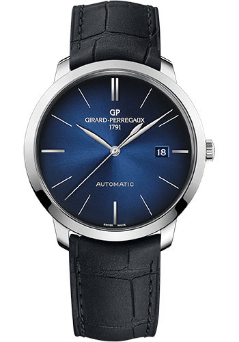 Girard-Perregaux 1966 Stainless Steel 40 MM - Black Leather Strap - Sunray Blue Dial - 49555-11-434-BH6A