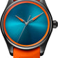 H. Moser & Cie Pioneer Center Seconds Spiced Aqua - Black DLC Steel - 42.8 MM - Rubber Strap - Turquoise Fumé Dial - 3201-1205