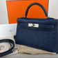 Hermès Kelly Sellier 20 - Aizome - Ostrich - Palladium Hardware - KS20AOPHW