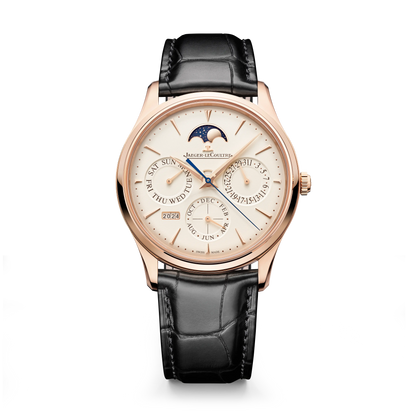 JLC - Master Ultra Thin Perpetual Calendar - 39 MM - Pink Gold - Eggshell Beige Dial - Black Leather Strap - Q1142510