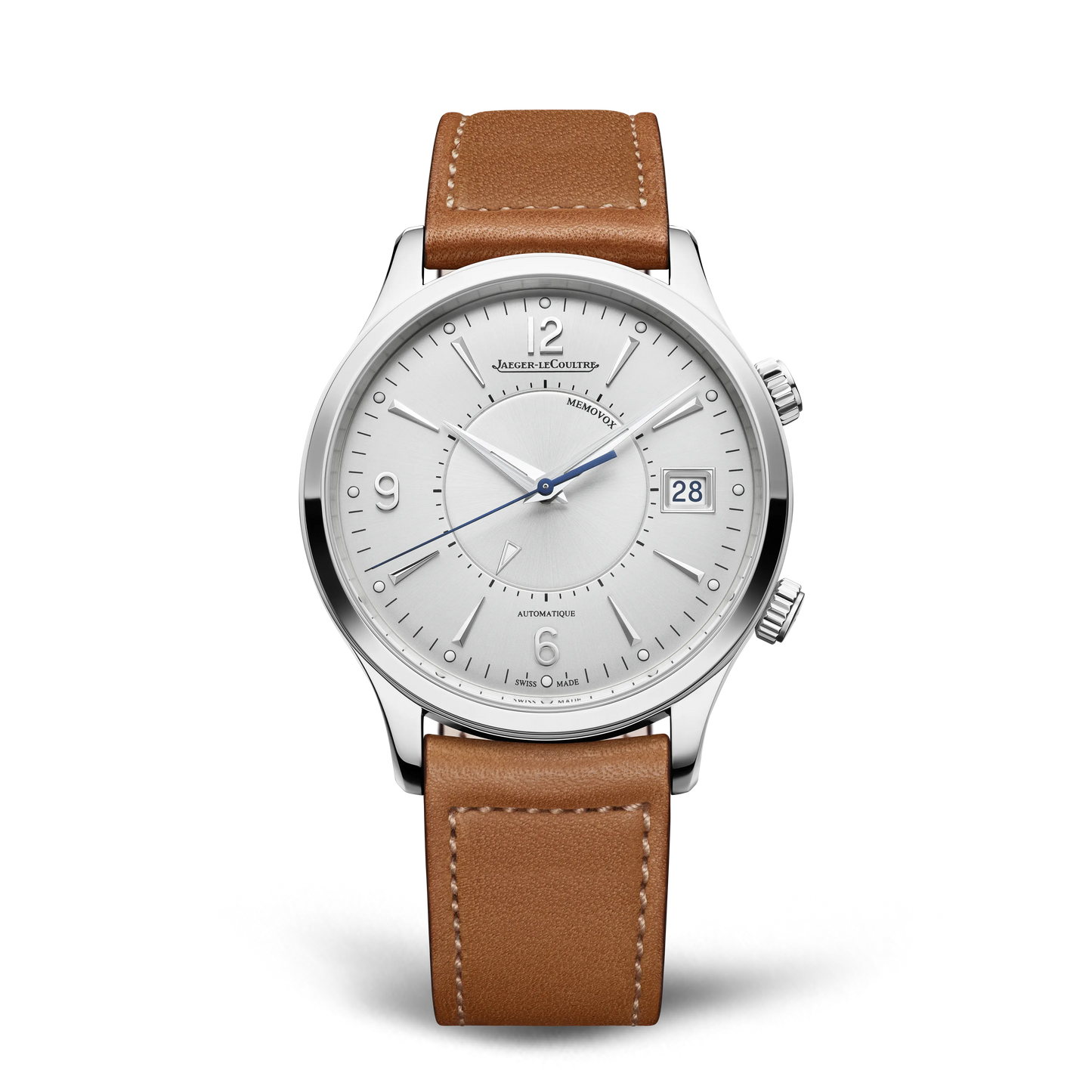 JLC - Master Control Memovox - 40 MM - Stainless Steel - Silvered-Gray Dial - Brown Leather Strap - Q411843J