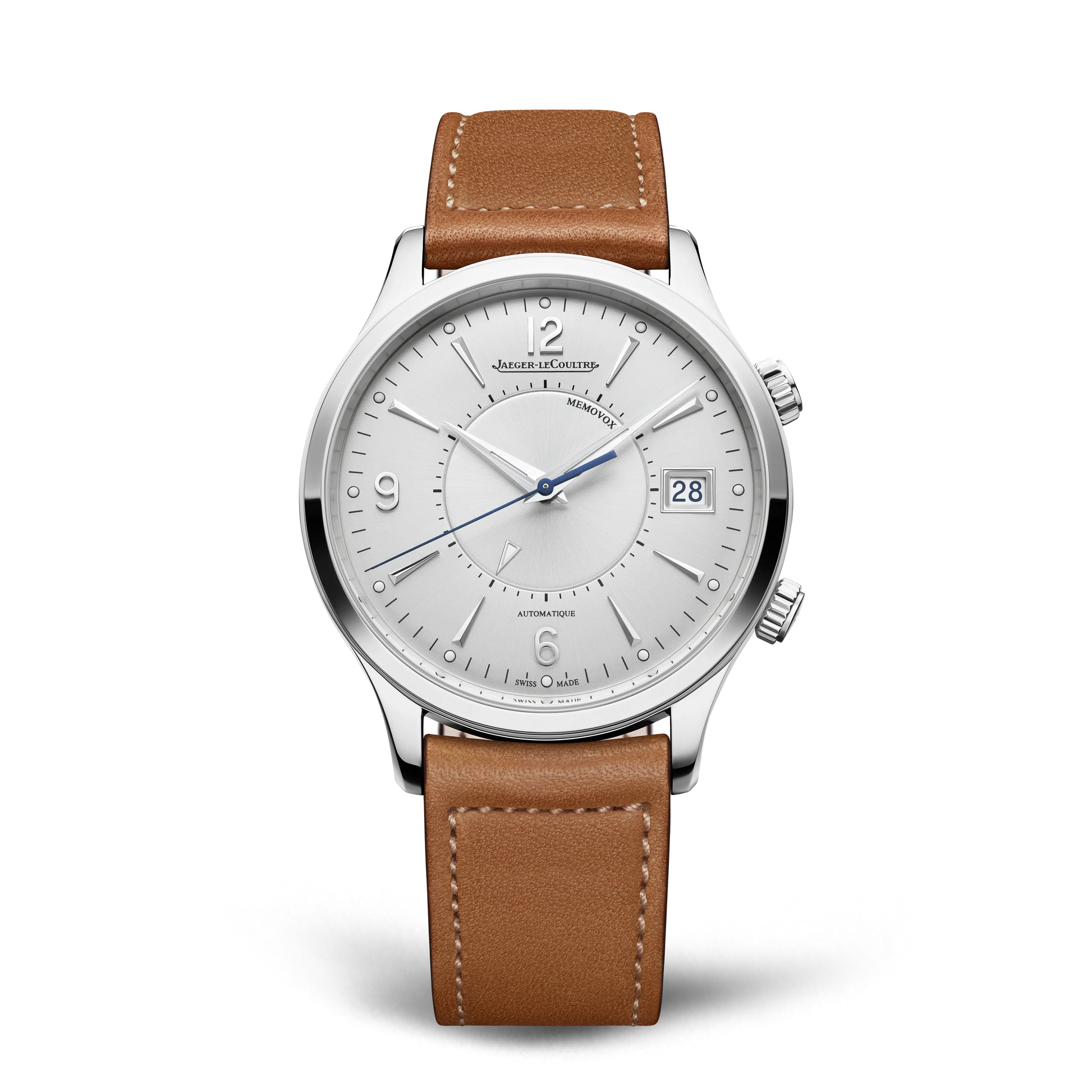 JLC - Master Control Memovox - 40 MM - Stainless Steel - Silvered-Gray Dial - Brown Leather Strap - Q411843J