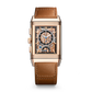 JLC - Reverso Tribute Chronograph - Limited Edition - 49.4 MM x 29.9 MM - Pink Gold - Golden/Skeleton Dial - Black/Brown Leather Strap - Q389256J