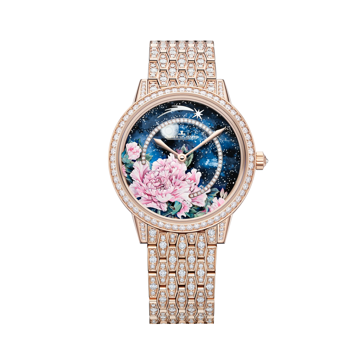 JLC - Rendez-Vous Jewellery Shooting Star - Limited Edition - 36 MM - Pink Gold - Shooting Star Motif Dial - Diamond-Set Bezel - Pavé Diamond Pink Gold Bracelet - Q36423C3
