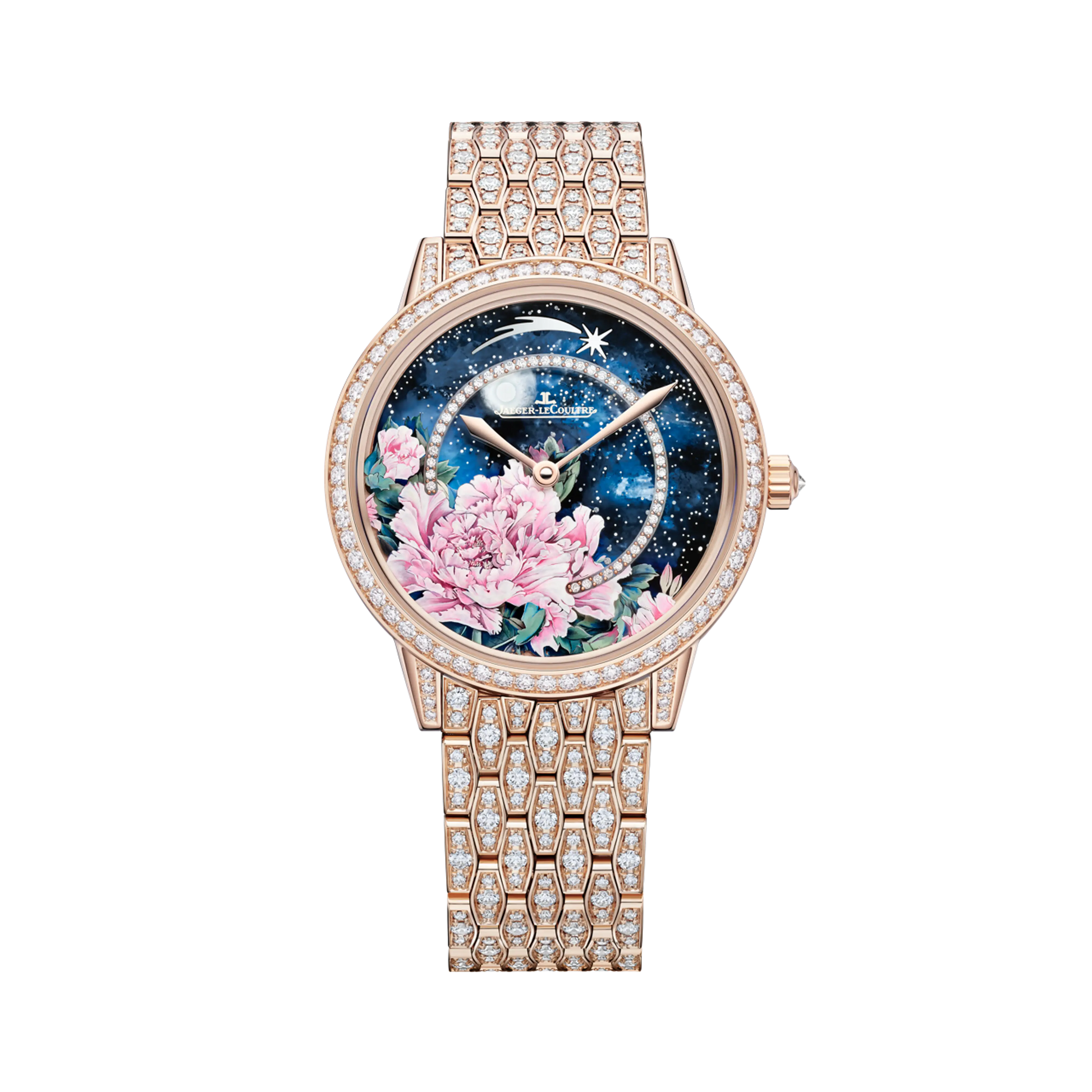 JLC - Rendez-Vous Jewellery Shooting Star - Limited Edition - 36 MM - Pink Gold - Shooting Star Motif Dial - Diamond-Set Bezel - Pavé Diamond Pink Gold Bracelet - Q36423C3
