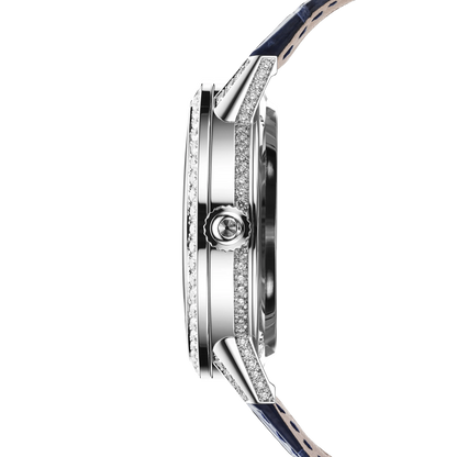 JLC - Rendez-Vous Jewellery Tourbillon - 39 MM - White Gold - Blue Diamond-Set Dial - Diamond Bezel - Blue Leather Strap - Q3413480