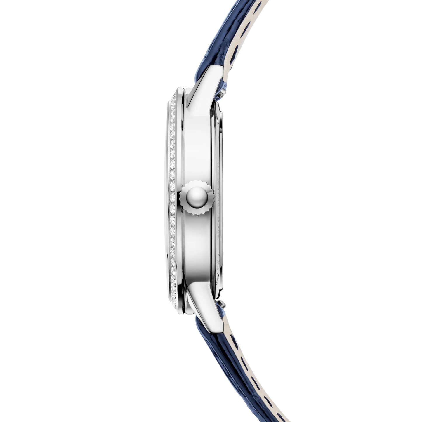JLC - Rendez-Vous Date - 29 MM - Stainless Steel - Silvered-Gray Dial - Diamond Bezel - Blue Leather Strap - Q3408531