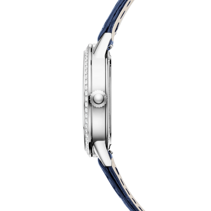 JLC - Rendez-Vous Date - 29 MM - Stainless Steel - Silvered-Gray Dial - Diamond Bezel - Blue Leather Strap - Q3408531