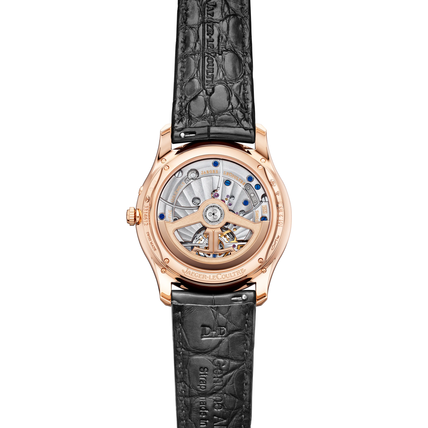 JLC - Master Ultra Thin Tourbillon Moon - 41.5 MM - Pink Gold - Eggshell Beige Dial - Black Leather Strap - Q169242J