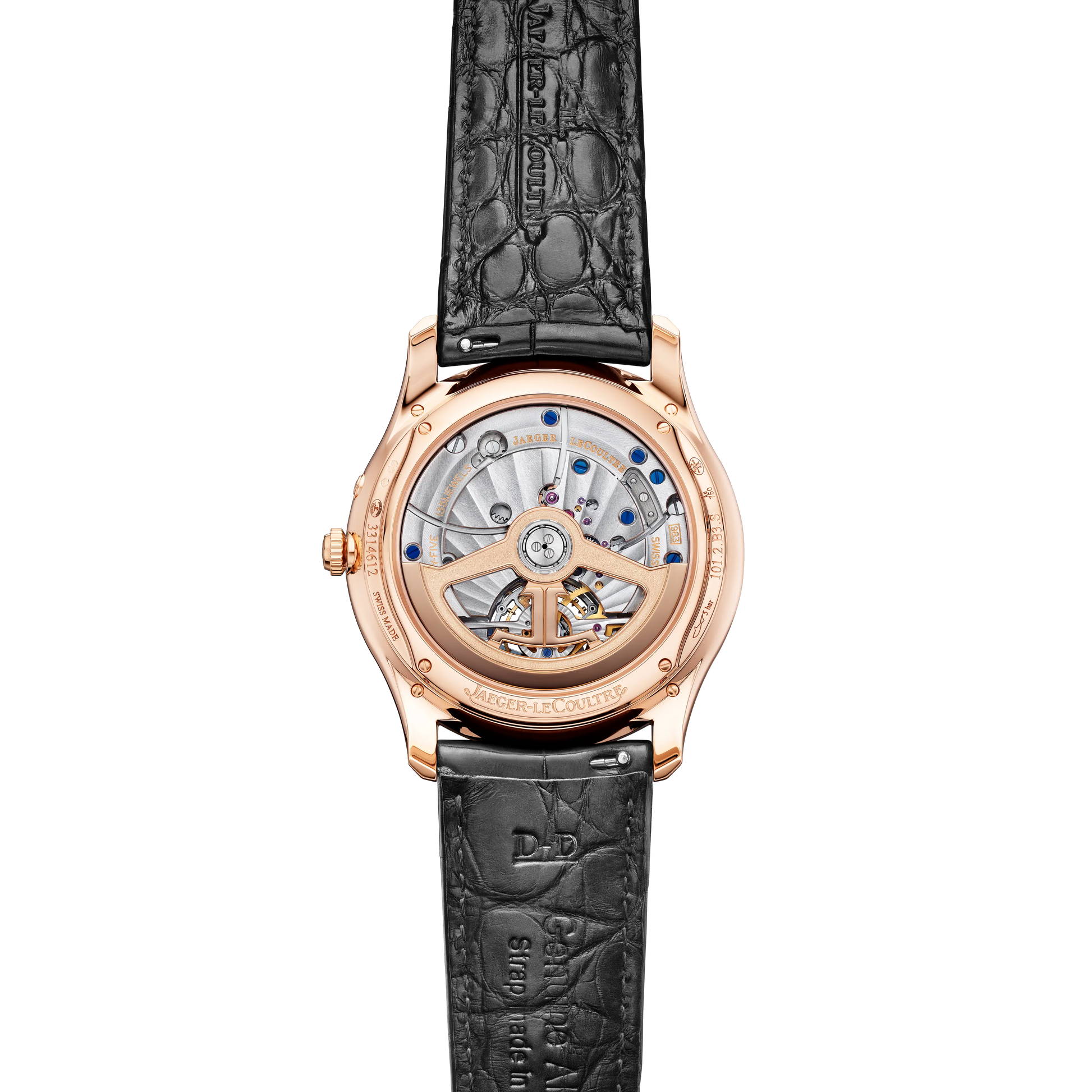 JLC - Master Ultra Thin Tourbillon Moon - 41.5 MM - Pink Gold - Eggshell Beige Dial - Black Leather Strap - Q169242J