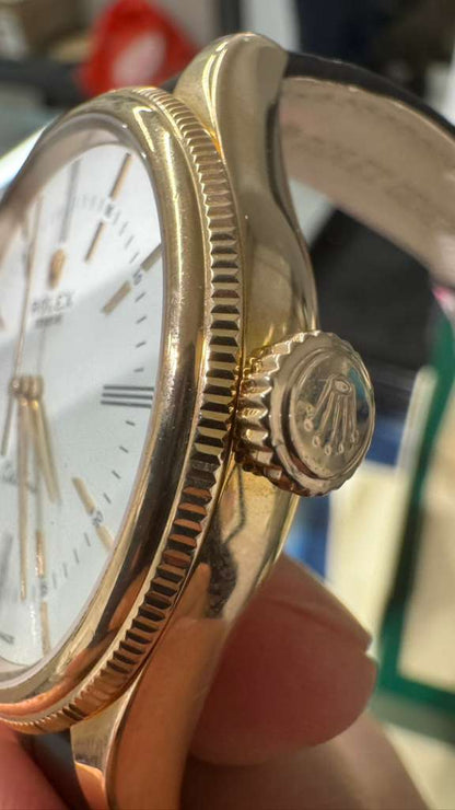 Rolex Everose Gold Cellini Date Watch - 39 MM - Leather Strap - White Dial - 50505 wbk