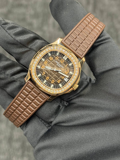 Patek Philippe Aquanaut Luce - 36 MM - Rose Gold - Brown Dial - Diamond Bezel - 5068R-001