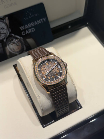 Patek Philippe Aquanaut Luce - 36 MM - Rose Gold - Brown Dial - Diamond Bezel - 5068R-001