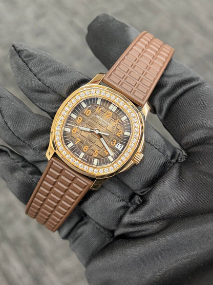 Patek Philippe Aquanaut Luce - 36 MM - Rose Gold - Brown Dial - Diamond Bezel - 5068R-001