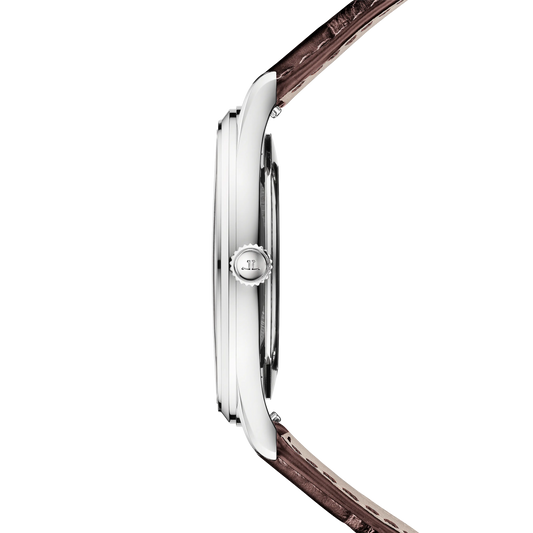 JLC - Master Ultra Thin Date - 39 MM - Stainless Steel - Copper-Toned Grained Dial - Brown Leather Strap - Q1238460