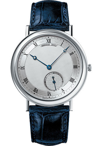 Breguet Classique White Gold 40 MM - Blue Leather Strap - Silver Dial -  5140BB/12/9W6