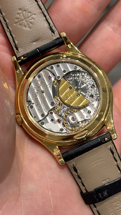 Patek Philippe Grand Complications - Moonphase and Perpetual Calendar - 37.2 MM - Yellow Gold - Silver Dial - Brown Leather Strap - 5140J-001
