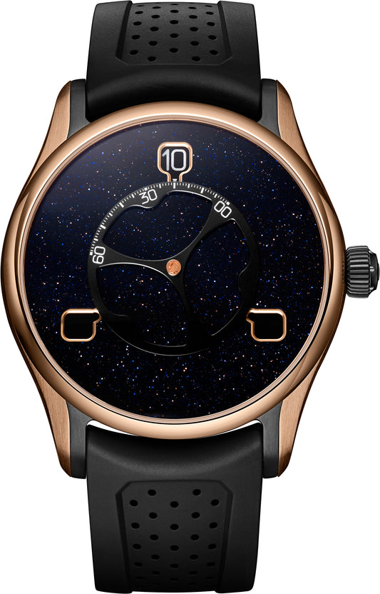 H. Moser & Cie Pioneer Flying Hours Aventurine - Limited Edition - 5N Red Gold - 42.8 MM - Rubber Strap - Aventurine Dial - 3240-0900