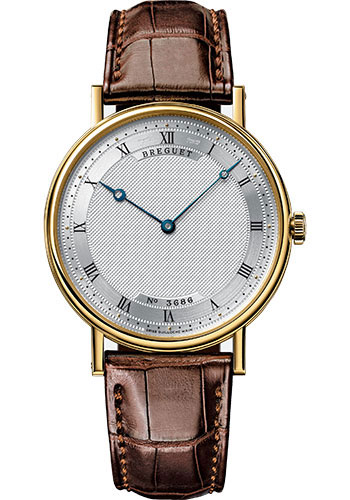 Breguet Classique Yellow Gold 38 MM - Brown Leather Strap - Silver Dial - 5157BA/11/9V6