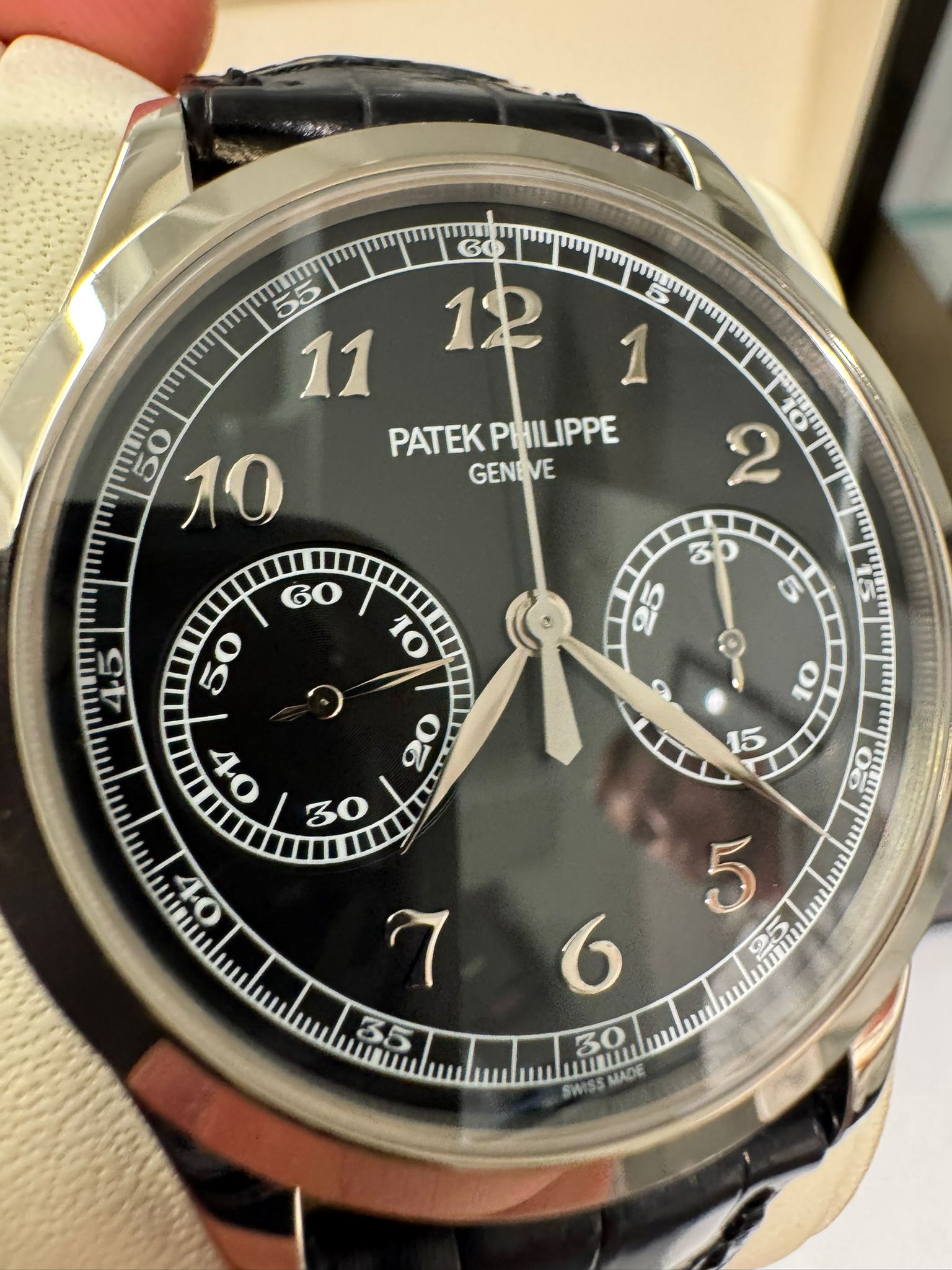 Patek Philippe Complications - Chronograph - 39 MM - White Gold - Black Dial - Leather Bracelet - 5170G-010