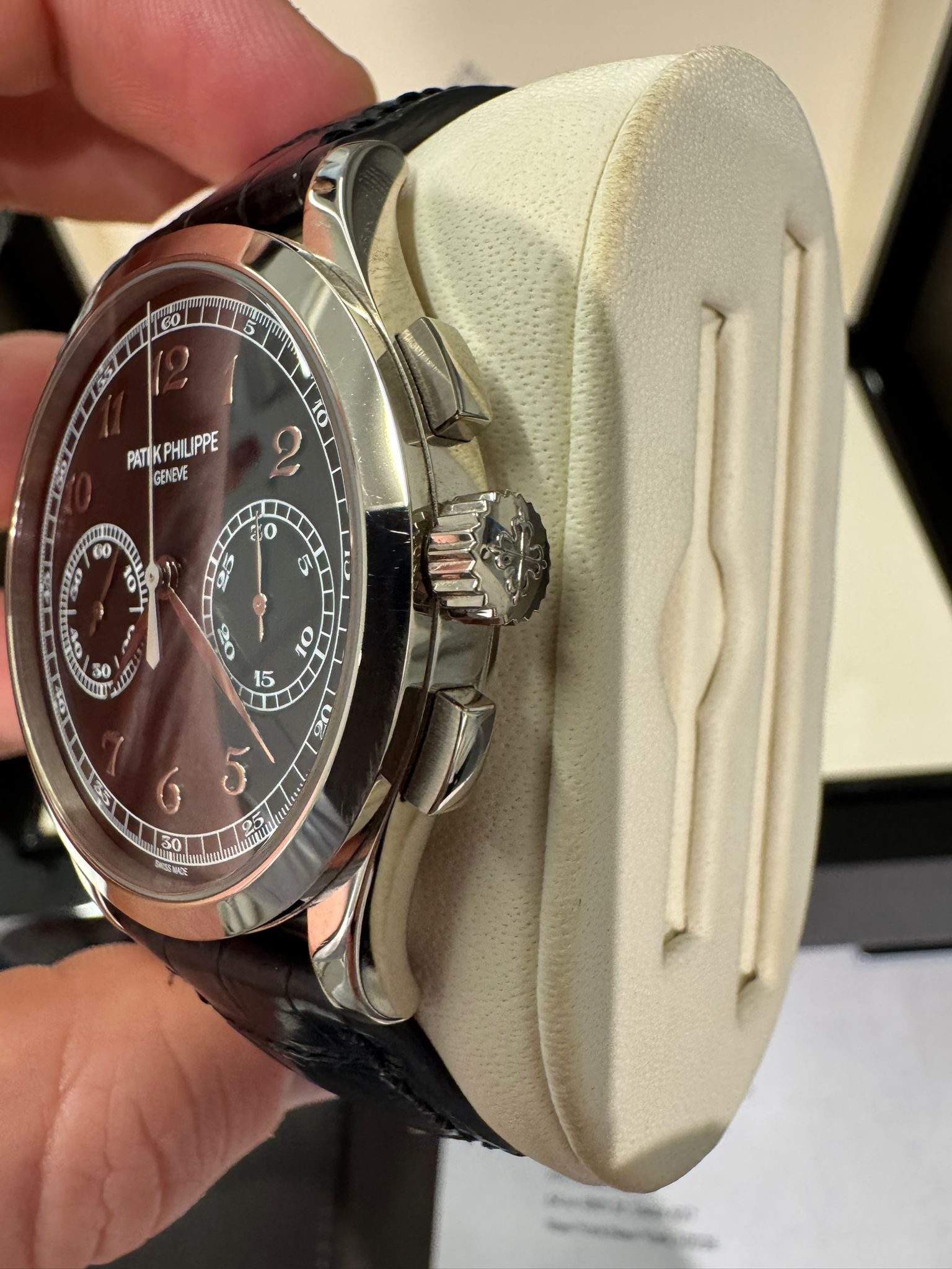Patek Philippe Complications - Chronograph - 39 MM - White Gold - Black Dial - Leather Bracelet - 5170G-010