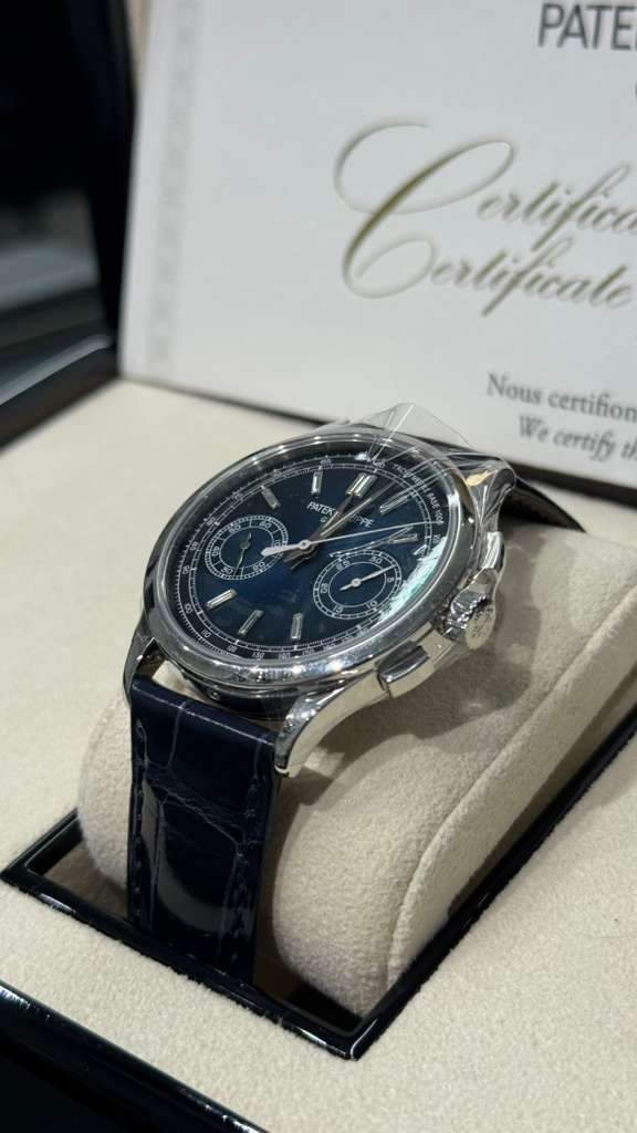 Patek Philippe Complications - Chronograph - 39 MM - Platinum - Blue Baguette Dial - Leather Bracelet - 5170P-001