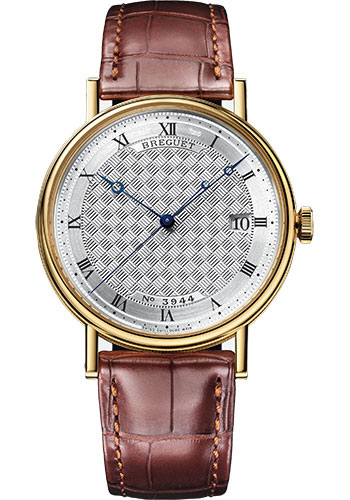 Breguet Classique Yellow Gold 38 MM - Brown Leather Strap - Silver Dial - 5177BA/12/9V6