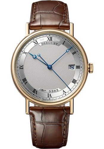 Breguet Classique Yellow Gold 38 MM - Brown Leather Strap - Silver Dial -  5177BA/15/9V6