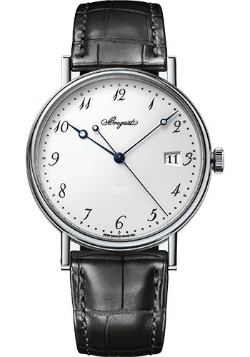 Breguet Classique White Gold 38 MM - Black Leather Strap - White Dial -  5177BB/29/9V6