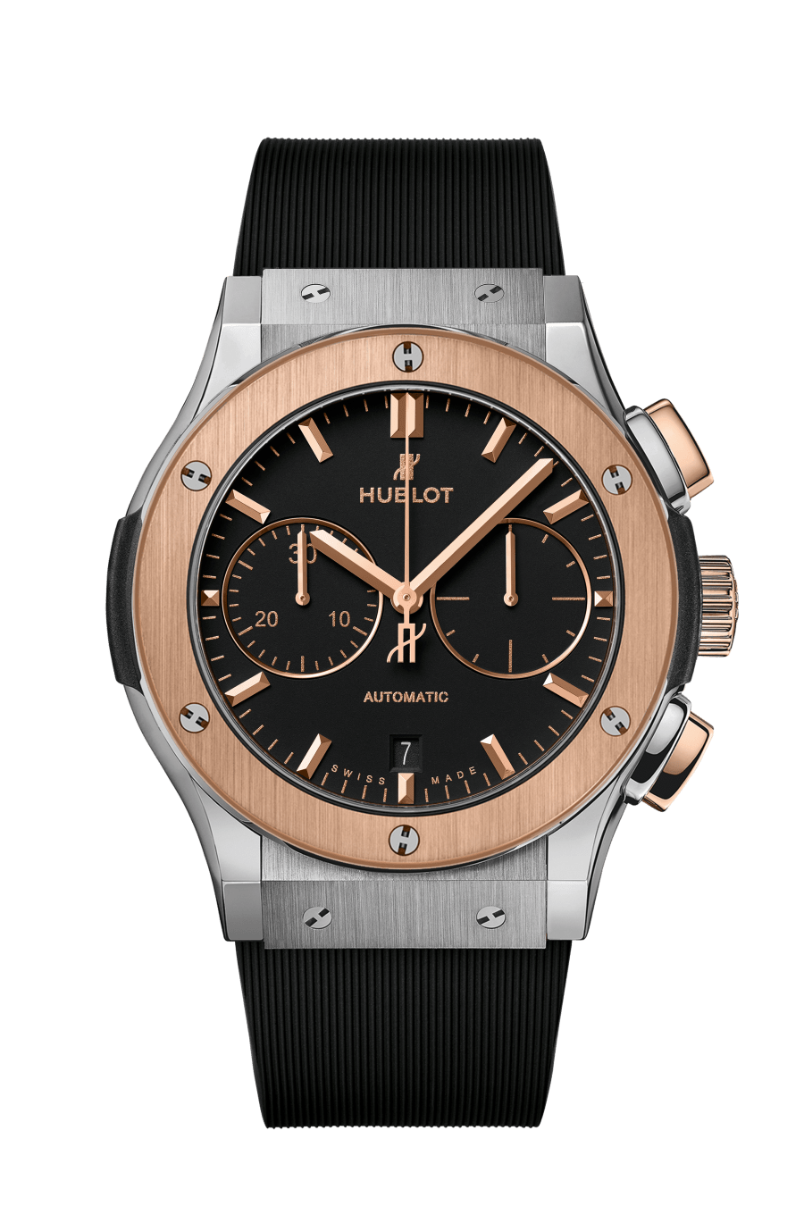 Hublot Classic Fusion Chronograph Titanium King Gold 45 MM - Black Rubber Strap - Matte Black Dial - 521.NO.1181.RX