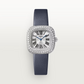 Cartier Coussin de Cartier White Gold 30.4 MM - Blue Calfskin Strap - Diamond Bezel - Silvered Sunray Dial -  WJCS0003