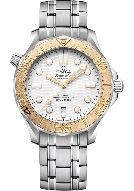 Omega Seamaster Stainless Steel and Yellow Gold 42 MM - Stainless Steel Bracelet - White Dial - 522.21.42.20.04.001 nyc watcher nyc watches