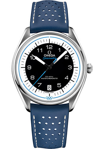 Omega Specialities Stainless Steel 39.5 MM - Blue Leather Strap - Black Dial - 522.32.40.20.01.001 nyc watcher nyc watches