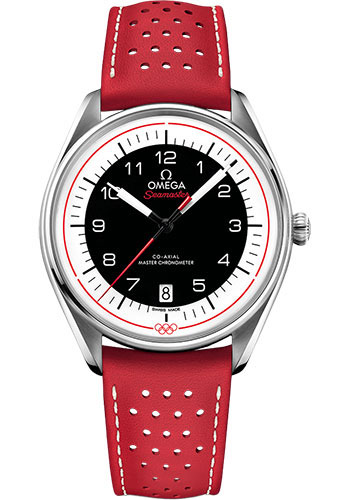 Omega Specialities Stainless Steel 39.5 MM - Red Leather Strap - Black Dial - 522.32.40.20.01.004 nyc watcher nyc watches