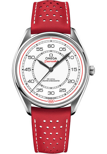 Omega Specialities Stainless Steel 39.5 MM - Red Leather Strap - White Dial - 522.32.40.20.04.004 nyc watcher nyc watches