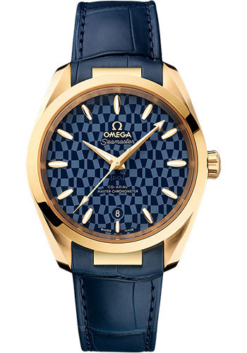 Omega Seamaster Yellow Gold 38 MM - Blue Leather Strap - Polished Blue Dial - 522.53.38.20.03.001