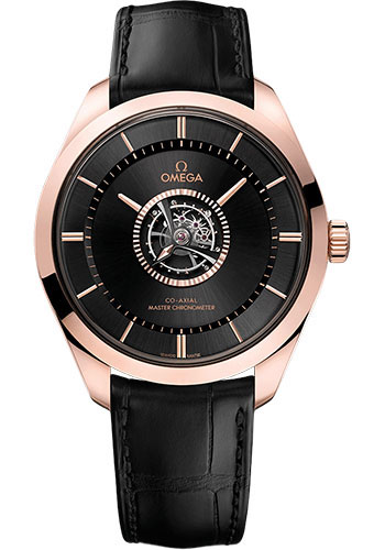 Omega De Ville Rose Gold 43 MM - Black Leather Strap - Black Dial - 529.53.43.22.01.001 nyc watcher nyc watches