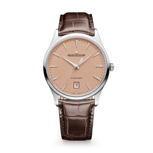 JLC - Master Ultra Thin Date - 39 MM - Stainless Steel - Copper-Toned Grained Dial - Brown Leather Strap - Q1238460