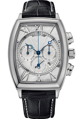 Breguet Héritage White Gold 42 x 35 MM - Black Leather Strap - Silver Gold Dial - 5400BB/12/9V6