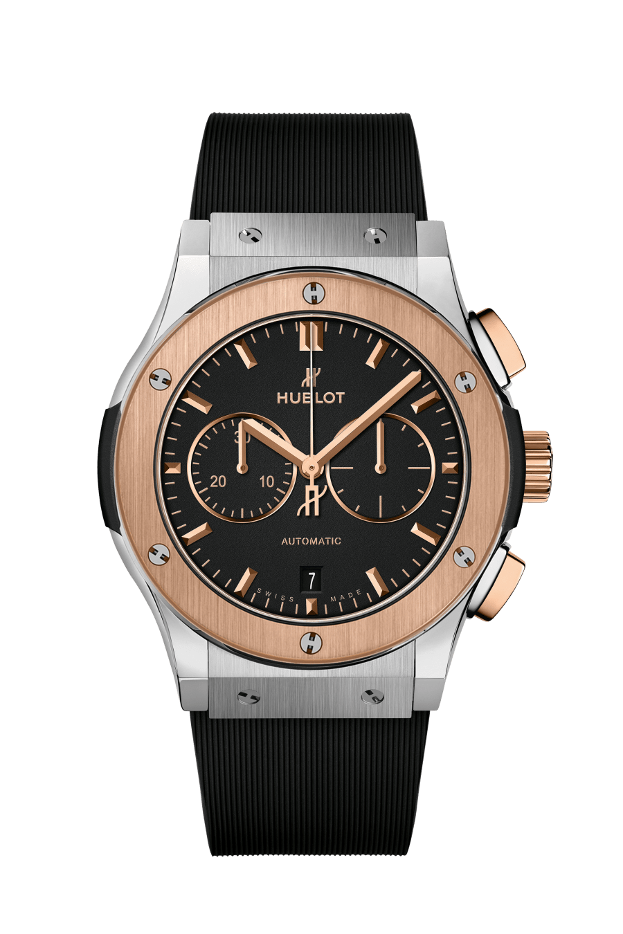 Hublot Classic Fusion Chronograph Titanium King Gold 42 MM - Black Rubber Strap - Matte Black Dial - 541.NO.1181.RX