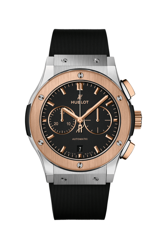 Hublot Classic Fusion Chronograph Titanium King Gold 42 MM - Black Rubber Strap - Matte Black Dial - 541.NO.1181.RX