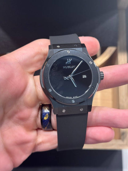 Hublot Classic Fusion Black Ceramic 42 MM - Black Rubber Strap - Black Dial - 542.CX.1270.RX.MDM